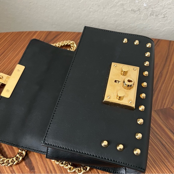 Gucci Calfskin Studded Small Padlock Shoulder Bag Black - Picture 14 of 16